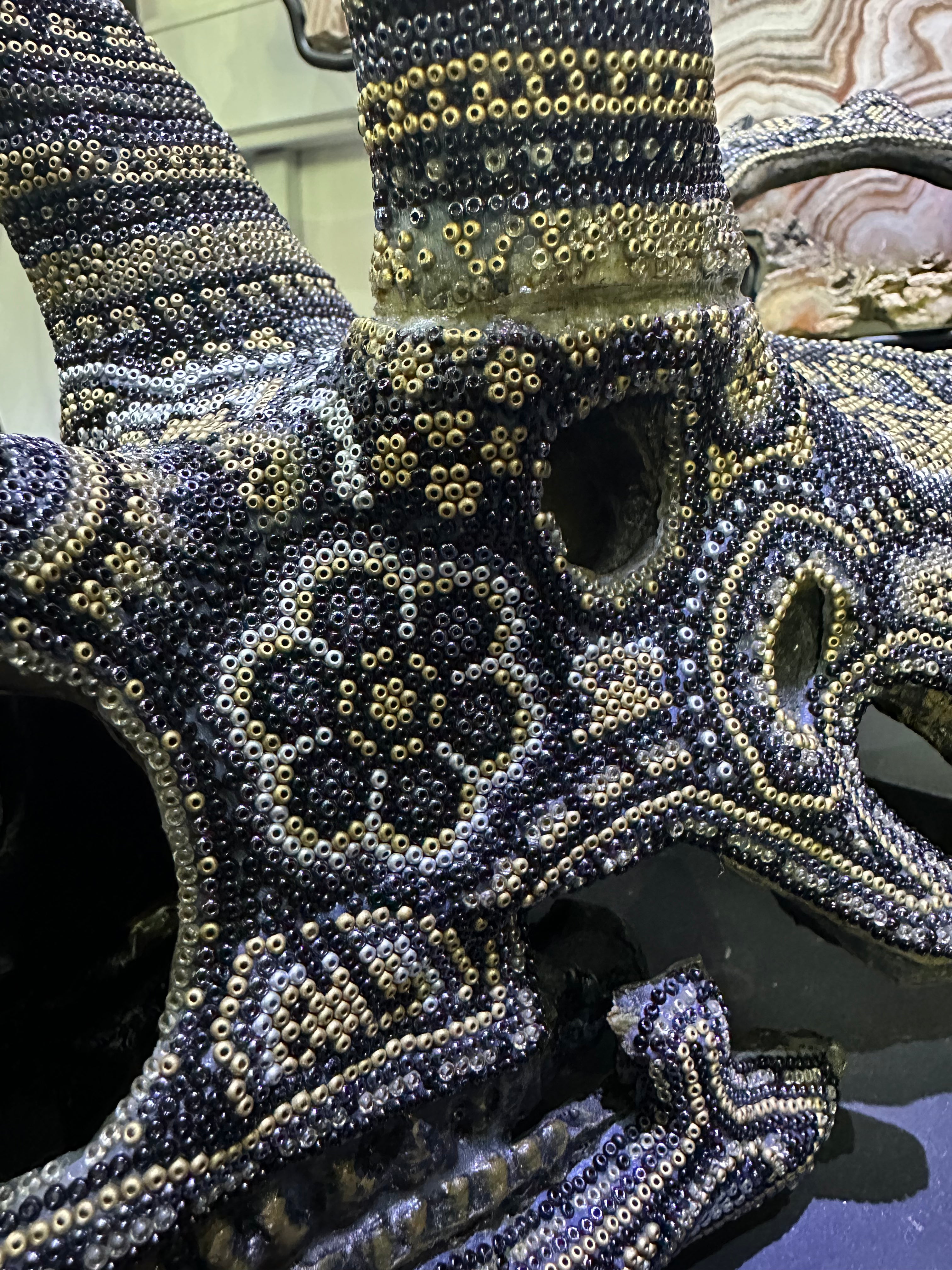 Imitation Fossil with Huichol decorations