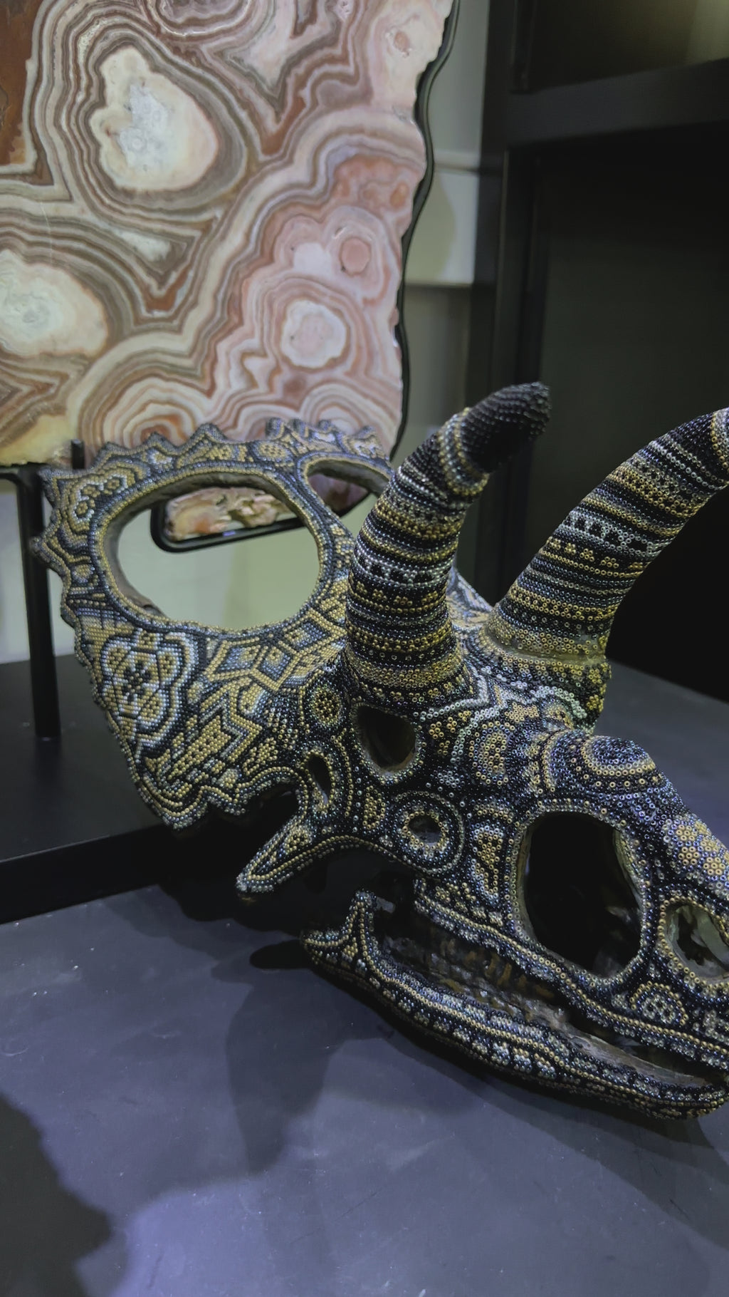 Imitation Fossil with Huichol decorations