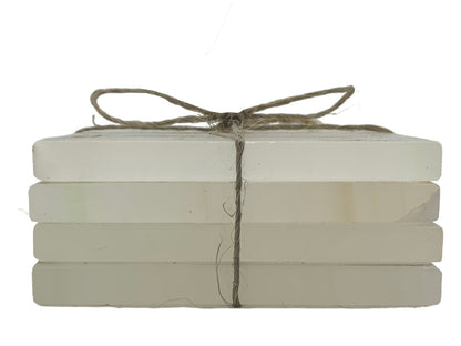 White Onyx Square Coaster Set