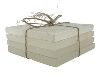 White Onyx Square Coaster Set