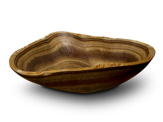 Polished amber onyx bowl deep bowl 15 cm tall