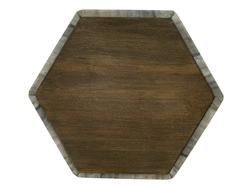 Gray Onyx Hexagonal Jewelry Box W/Wood Lid 14X14X7 Cm