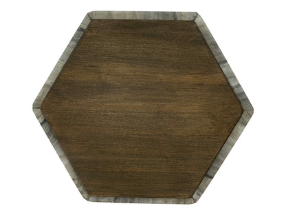 Gray Onyx Hexagonal Jewelry Box W/Wood Lid 14X14X7 Cm