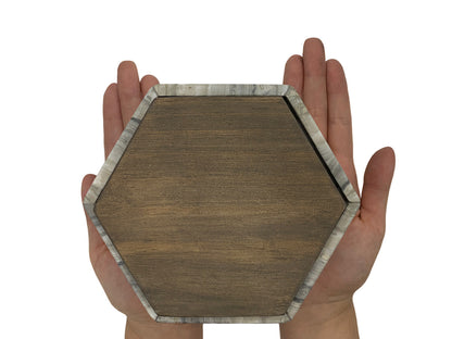 Gray Onyx Hexagonal Jewelry Box W/Wood Lid 14X14X7 Cm