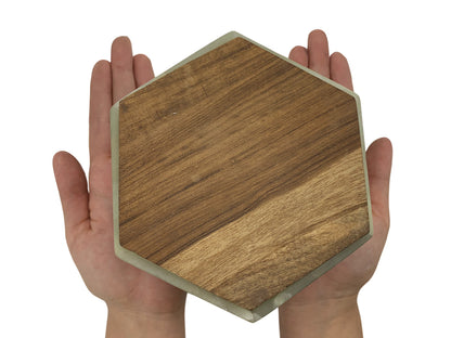 Green Onyx Hexagonal Jewelry Box W/Wood Lid 14X14X7 Cm