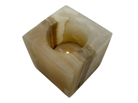Amber Onyx Square Candle Holder 6X6X6 Cm