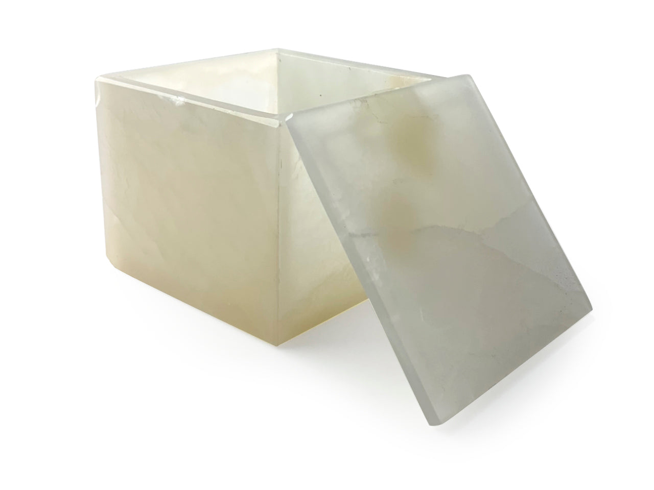 White onyx prism jewelry box 10 cm tall
