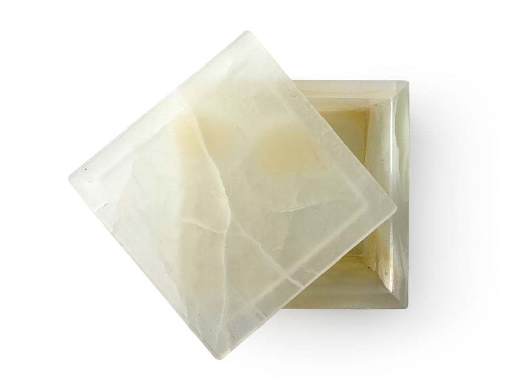 White onyx prism jewelry box 10 cm tall