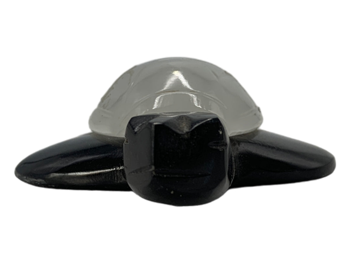 Black Onyx Sea Turtle W/ White Onyx Shell Polished 7X6X2 Cm