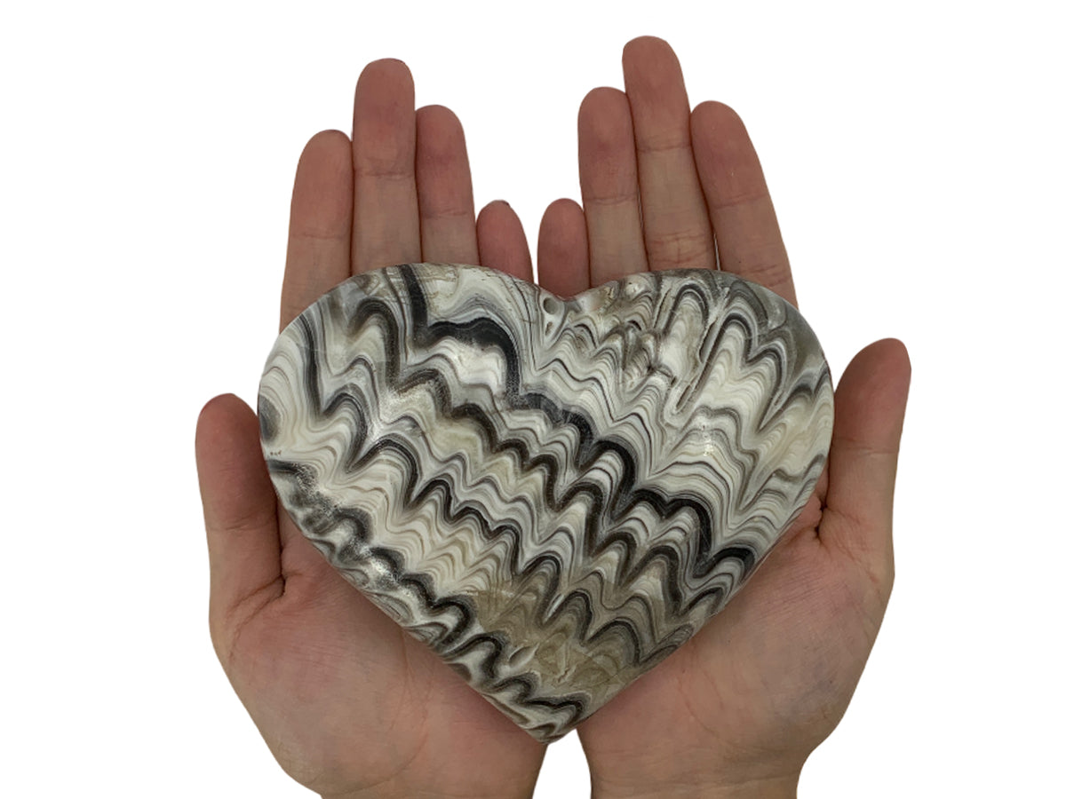 Zebra Onyx Heart Puff Polished 12X10X5 Cm
