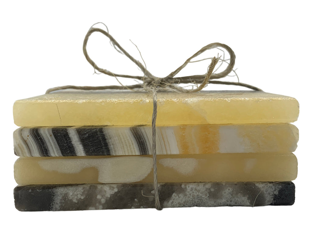 Zebra Onyx Square Coaster Set