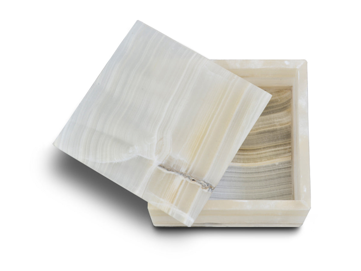 Gray onyx square jewelry box 8.5 cm tall