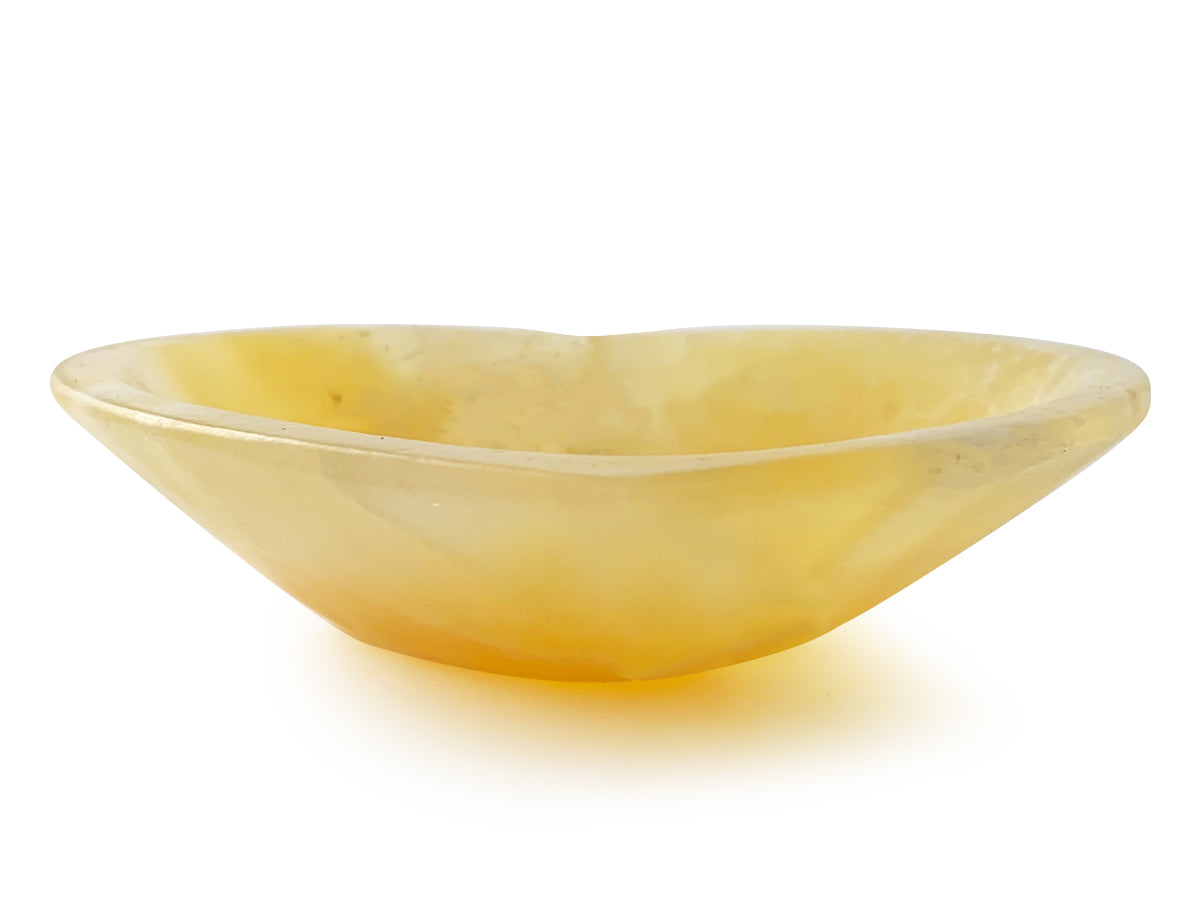 Polished orange onyx heart snack bowl 2.5 cm tall
