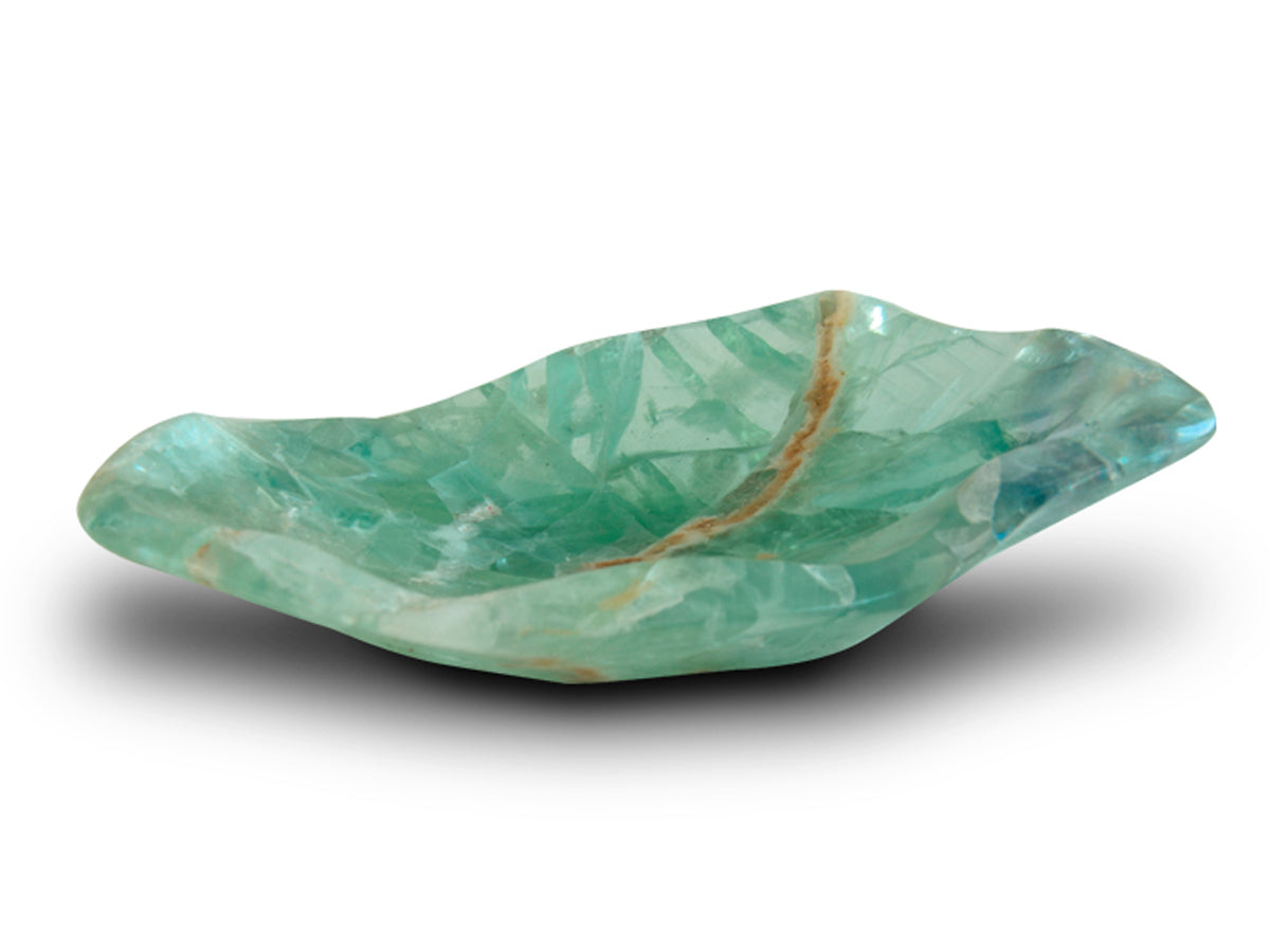 Polished fluorite free form bowl 4 cm tall