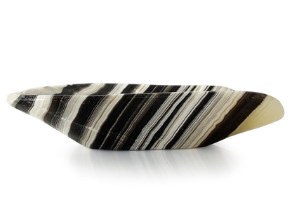 Polished Zebra onyx snack bowl free shape 18-22 cm long X 4-6 cm tall