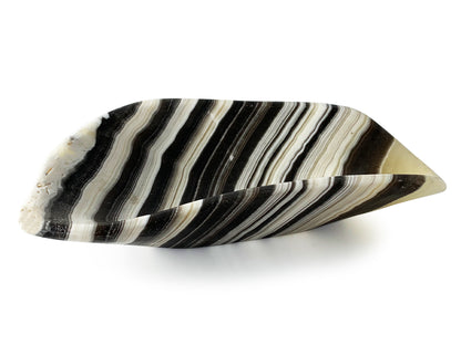 Polished Zebra onyx snack bowl free shape 18-22 cm long X 4-6 cm tall