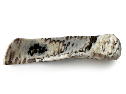 Polished Zebra onyx snack bowl free shape 18-22 cm long X 7-9 cm tall