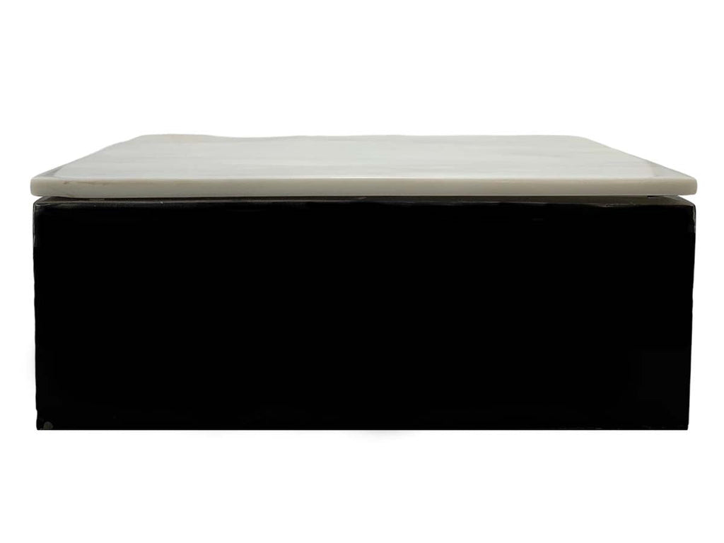 Black Onyx Rectangular  Jewelry Box Marble Calacata Lid Polished 20X13X8 Cm