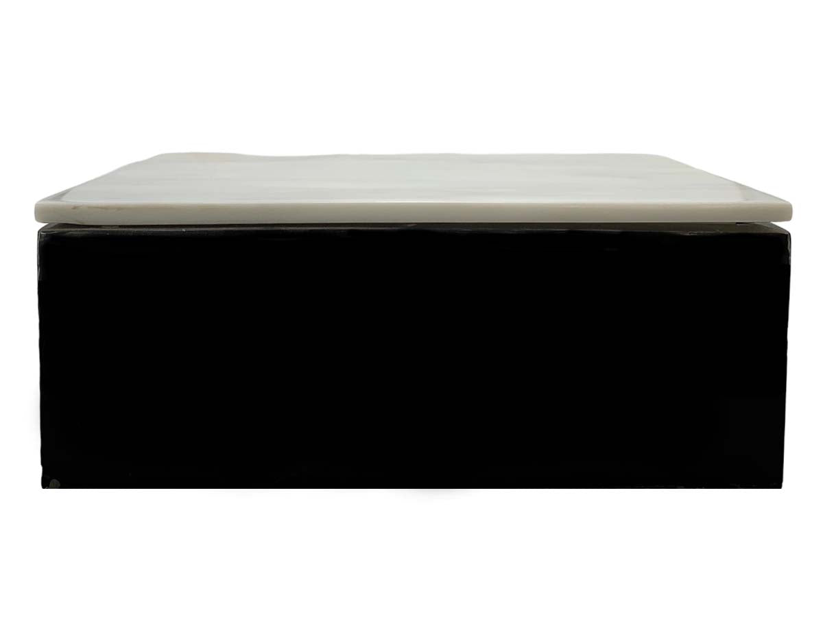 Black Onyx Rectangular  Jewelry Box Marble Calacata Lid Polished 20X13X8 Cm