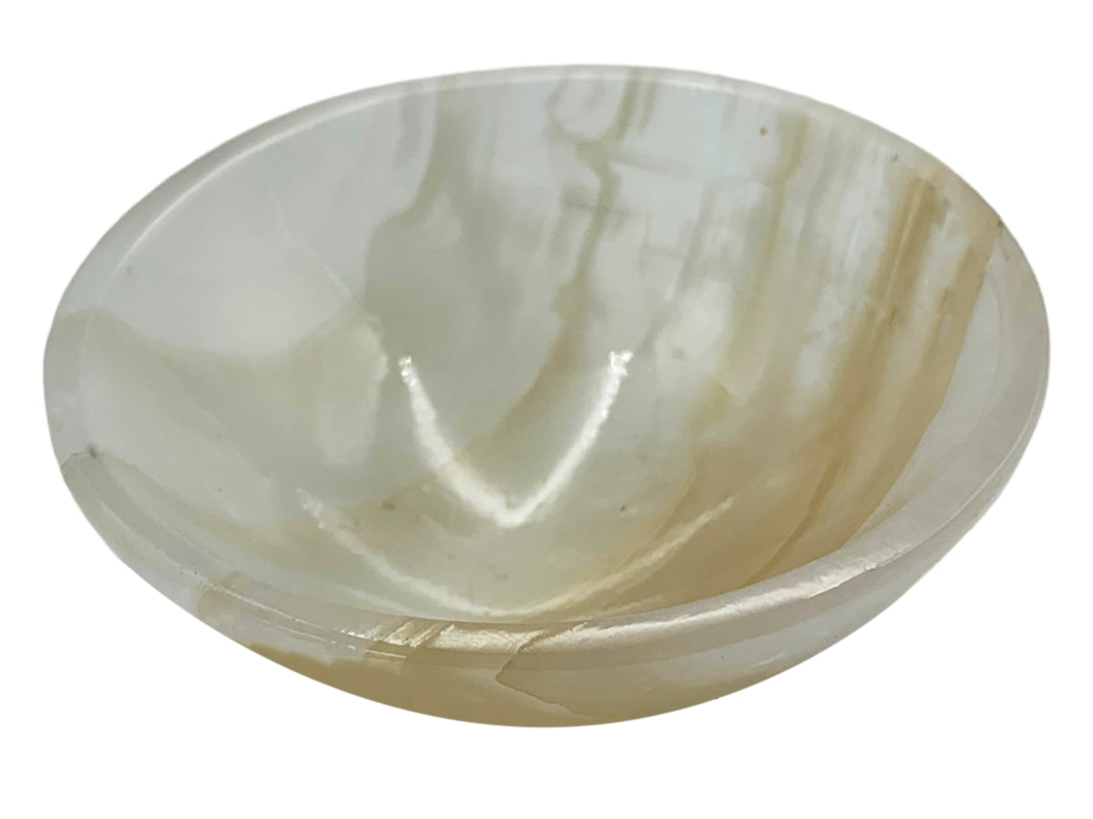 Amber Onyx Circular Snack Bowl Polished  8X8.5X3 Cm