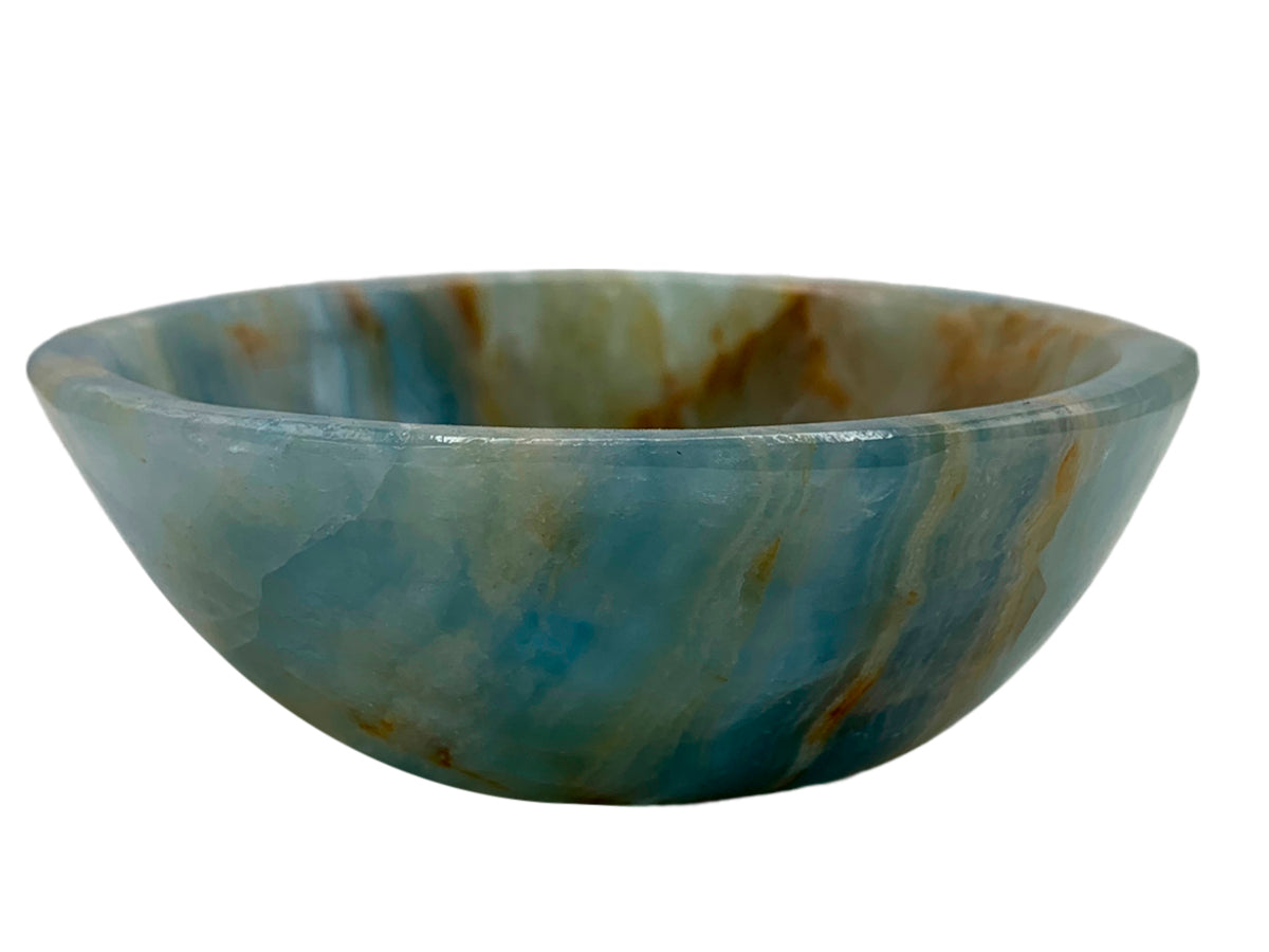 Blue Onyx Circular Snack Bowl Polished 8X8.5X3 Cm