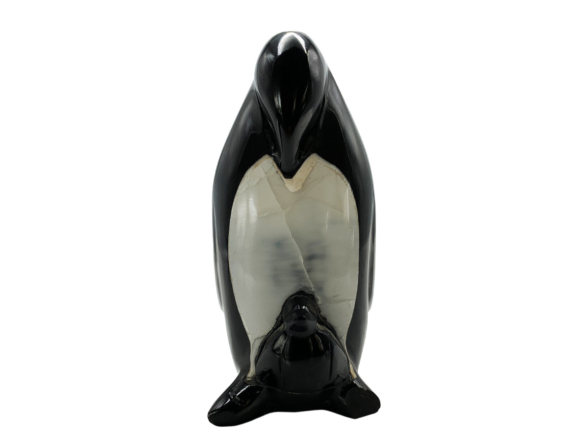 Black Onyx Penguin / White Baby Polished 5X5.5X11 Cm