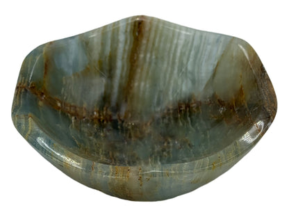 Blue Onyx Bowl Circular Edge Rough Polished 8.5X3 Cm