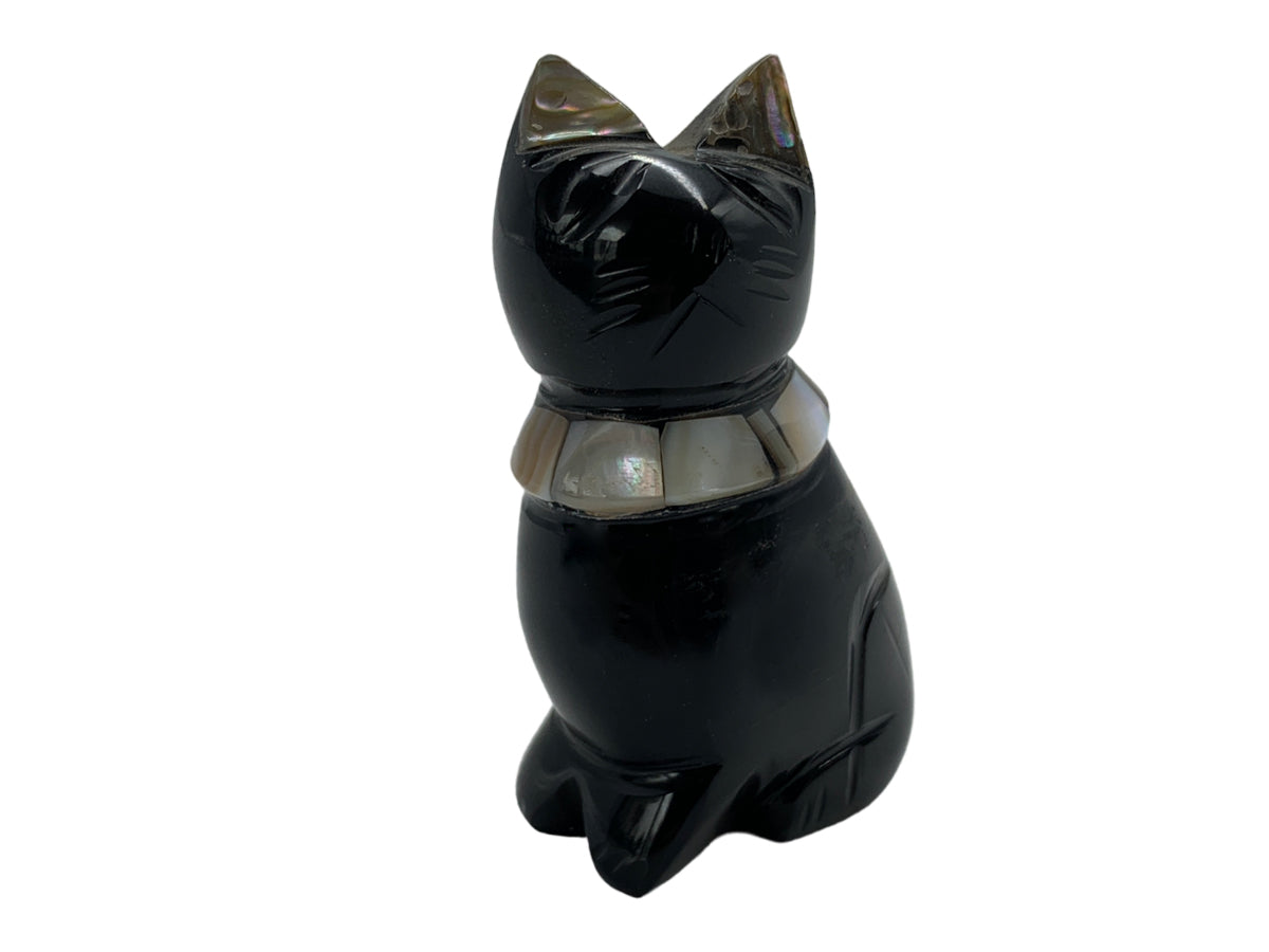Black Obsidian Cat W/Various Necklace Polished 3.5X2.5X5.5 Cm
