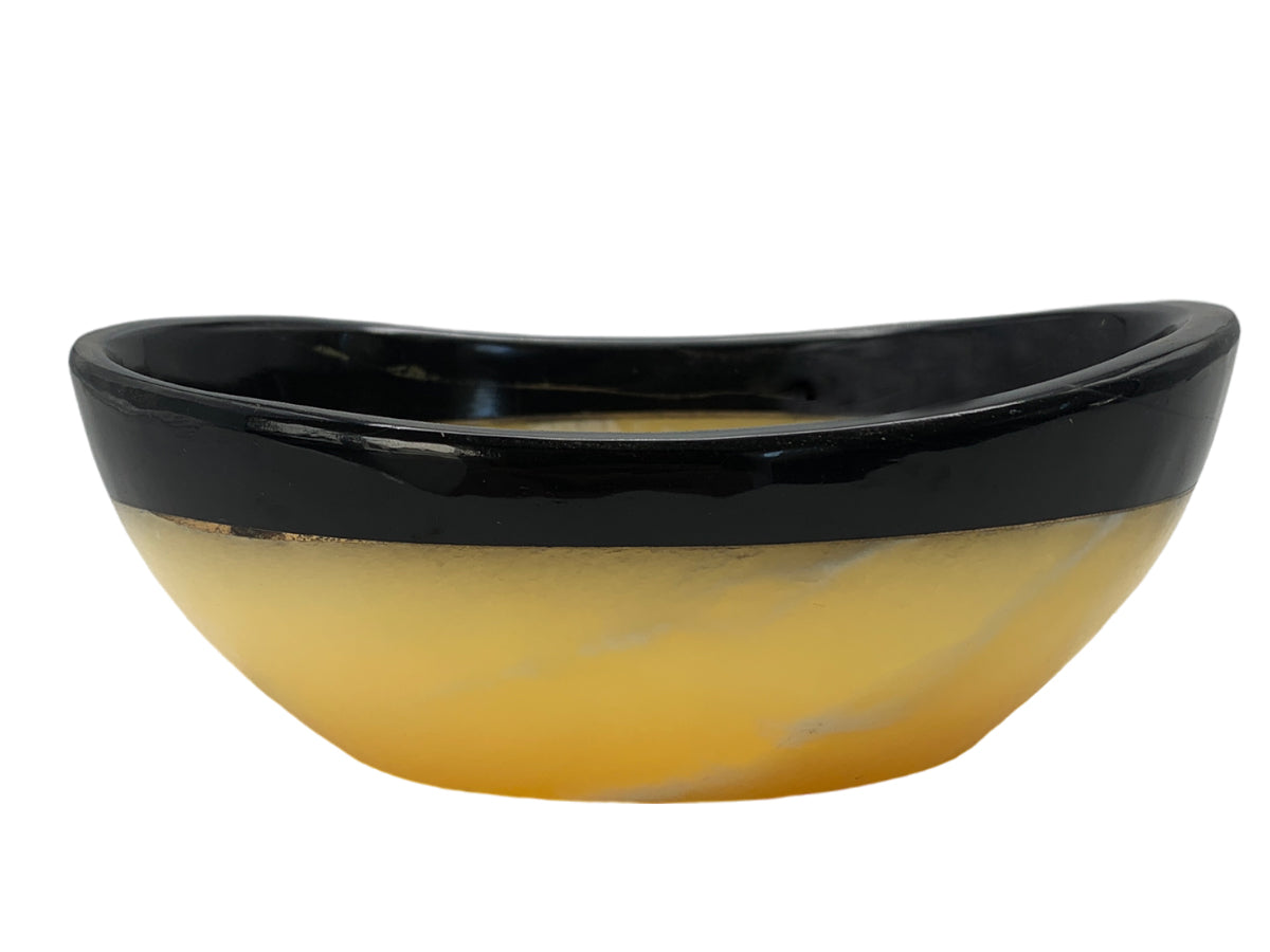 Orange Onyx Oval Bowl Black Edge Polished 15X11X5 Cm