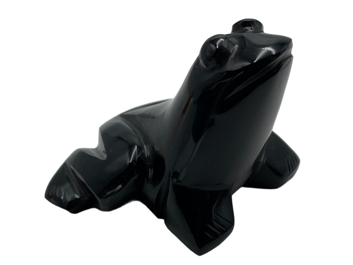 Black Obsidian Frog Polished ~6.5 Cm
