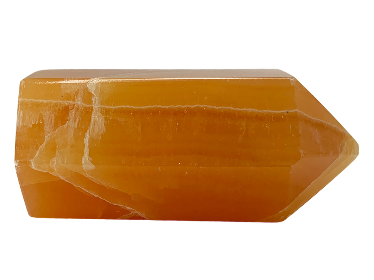 Orange Calcite Hexagonal Stoned Tip Polished 9-12 Cm