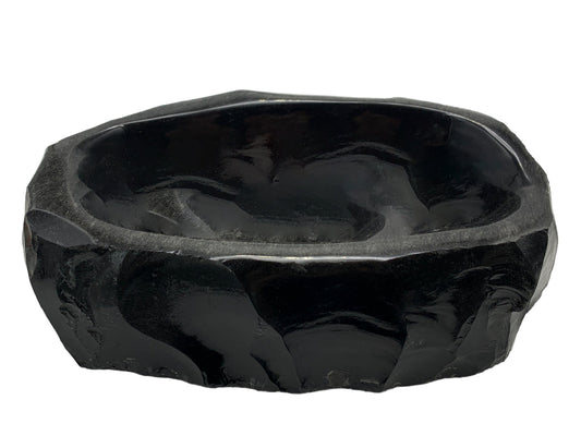 Golden Obsidian Snack Bowl Rustic Edge Polished 16 Cm