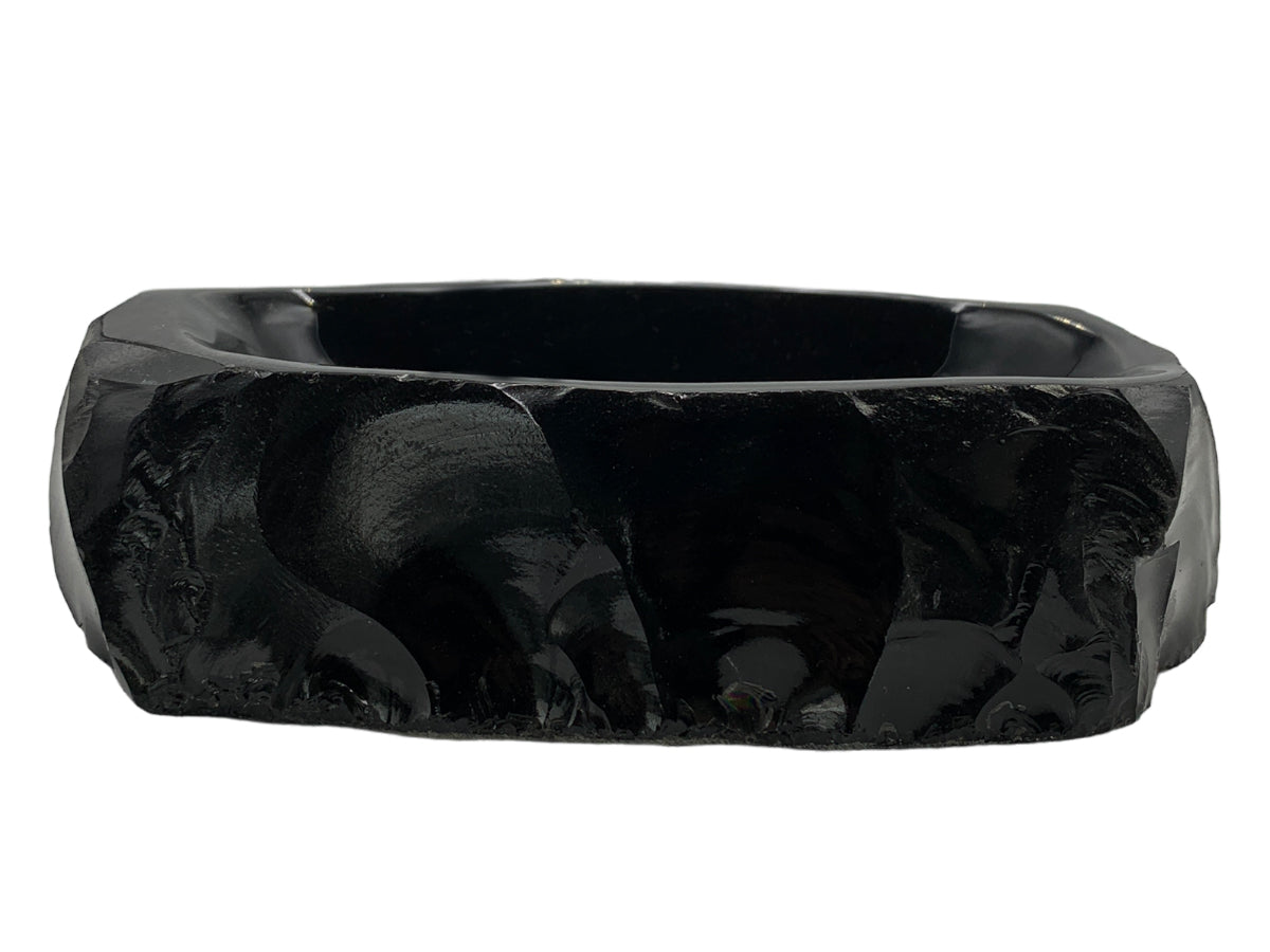 Golden Obsidian Snack Bowl Rustic Edge Polished 16 Cm