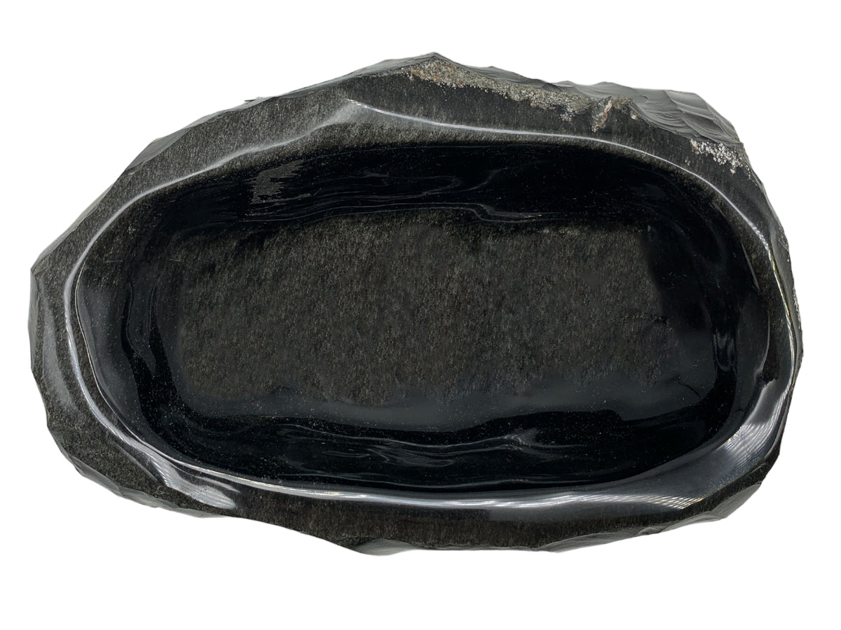 Golden Obsidian Snack Bowl Rustic Edge Polished 16 Cm
