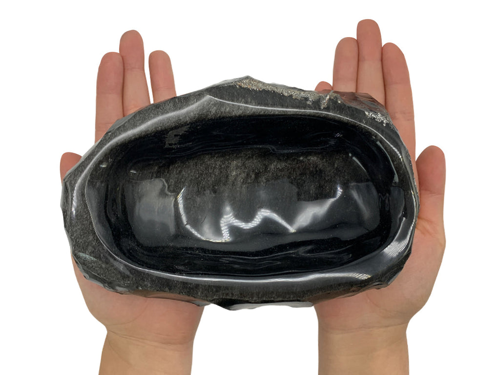 Golden Obsidian Snack Bowl Rustic Edge Polished 16 Cm