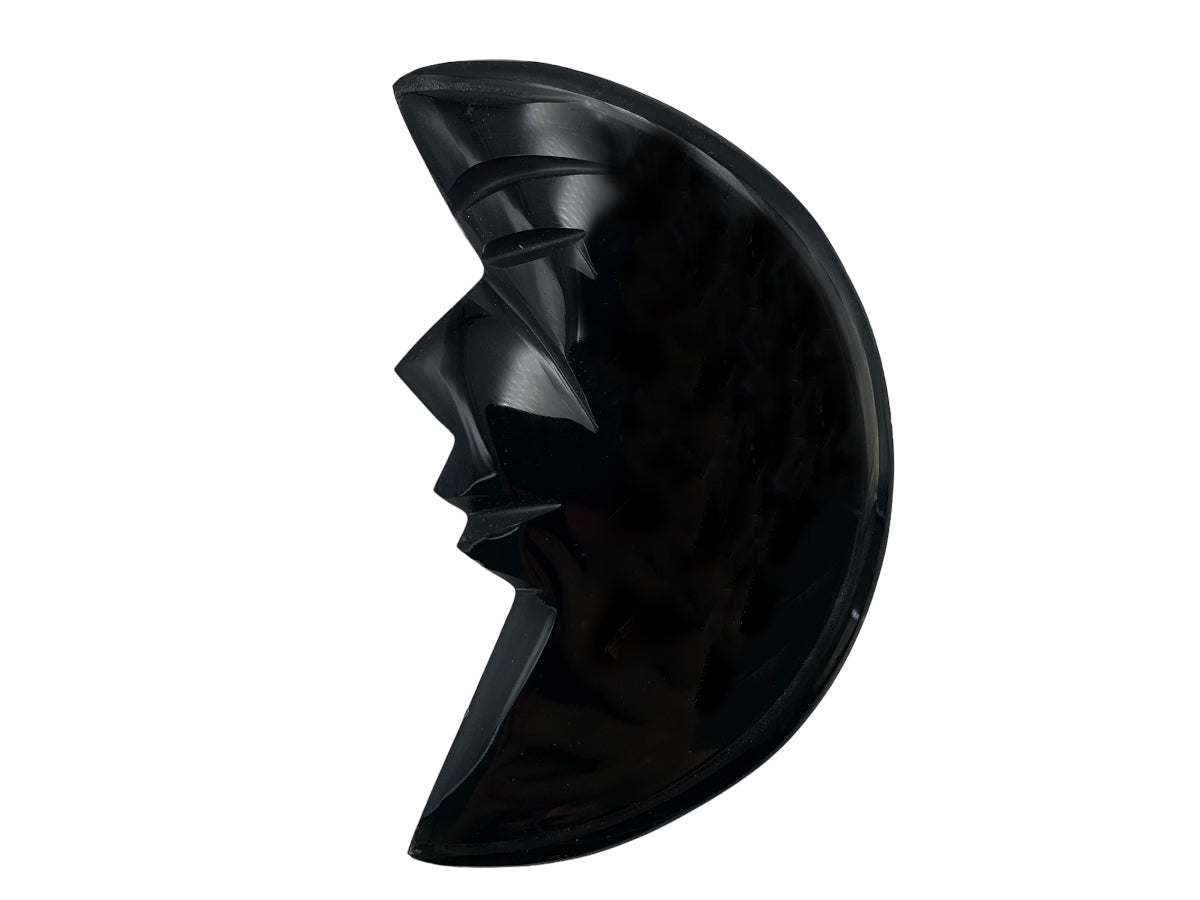 Black Obsidian Moon W/Face Polished  12 Cm