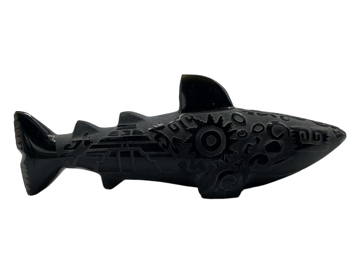 Black Obsidian Shark Polished 15X3.5X5.5 Cm