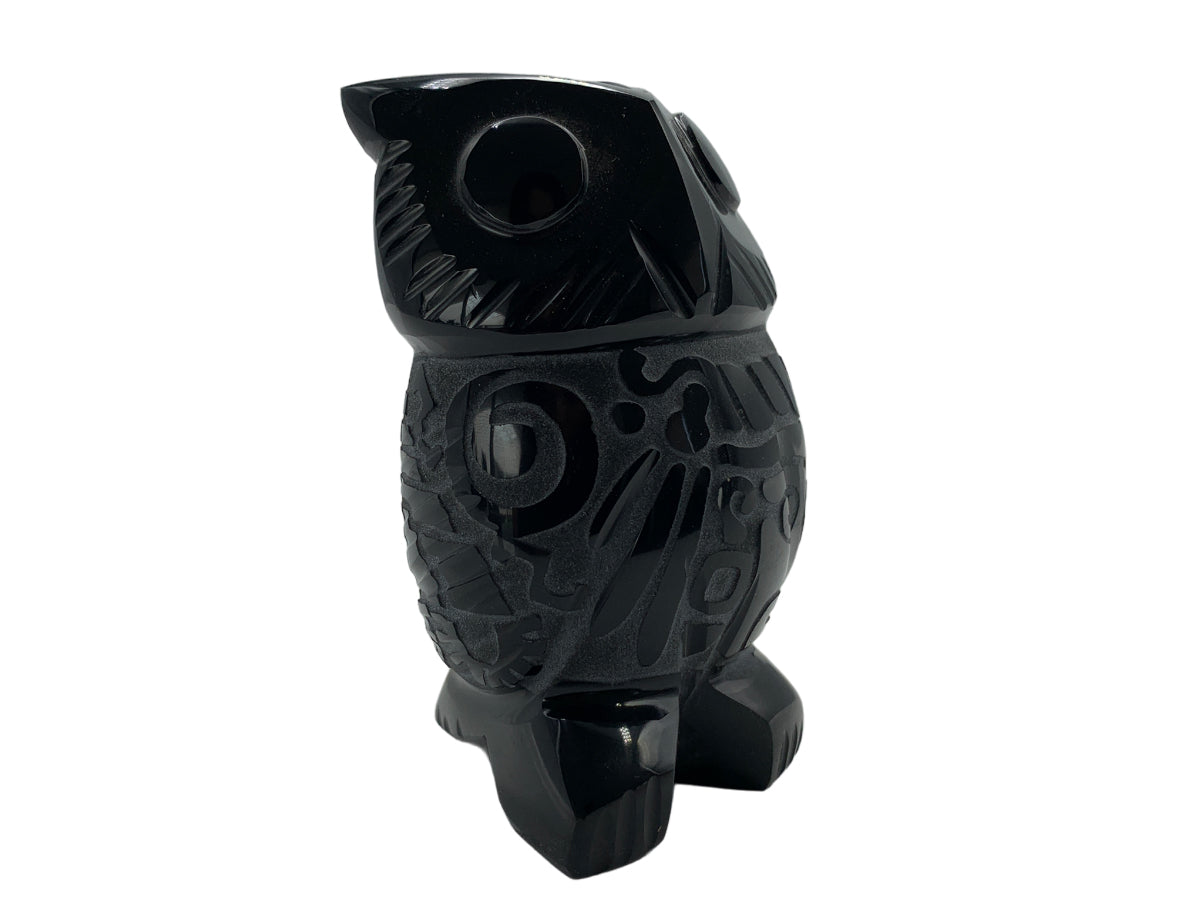 Black Obsidian Carved Owl