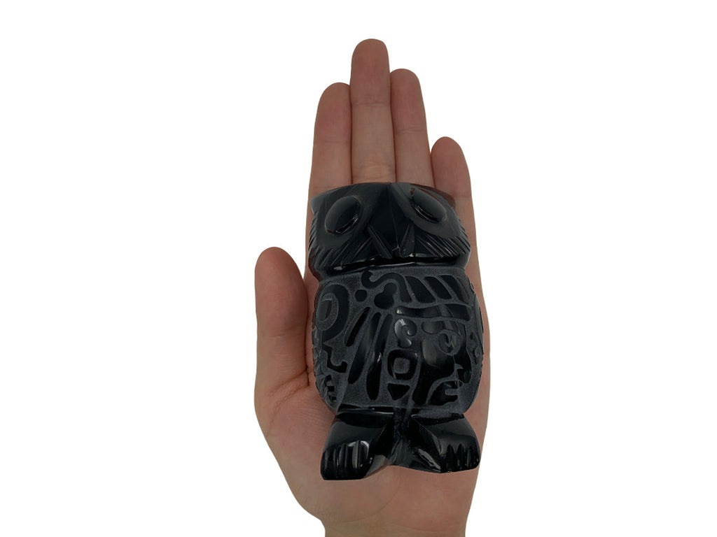 Black Obsidian Carved Owl