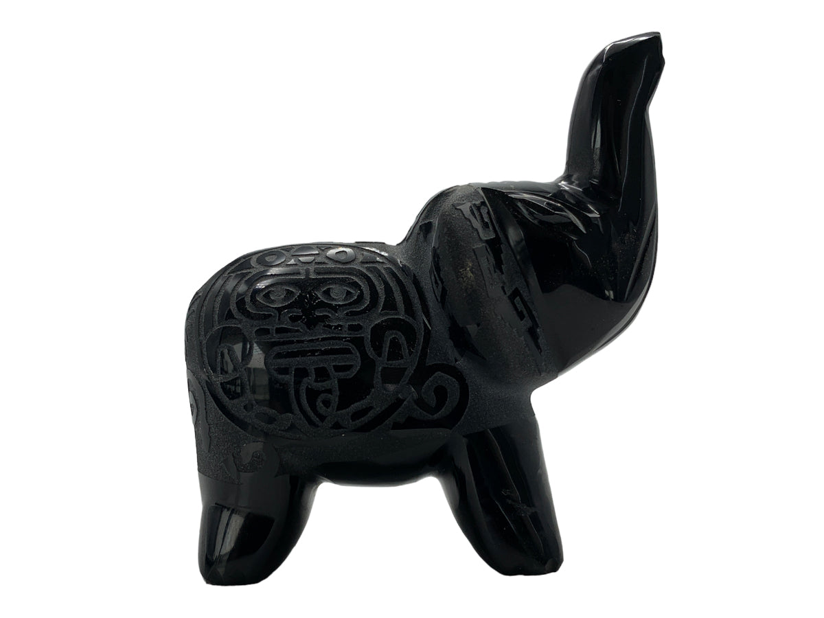 Black Obsidian Elephant Polished 8X4X8.5 Cm