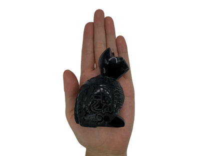 Black Obsidian Cat with engravings