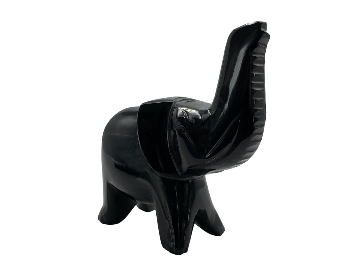 Black Obsidian Elephant Polished 8.5X4X9 Cm