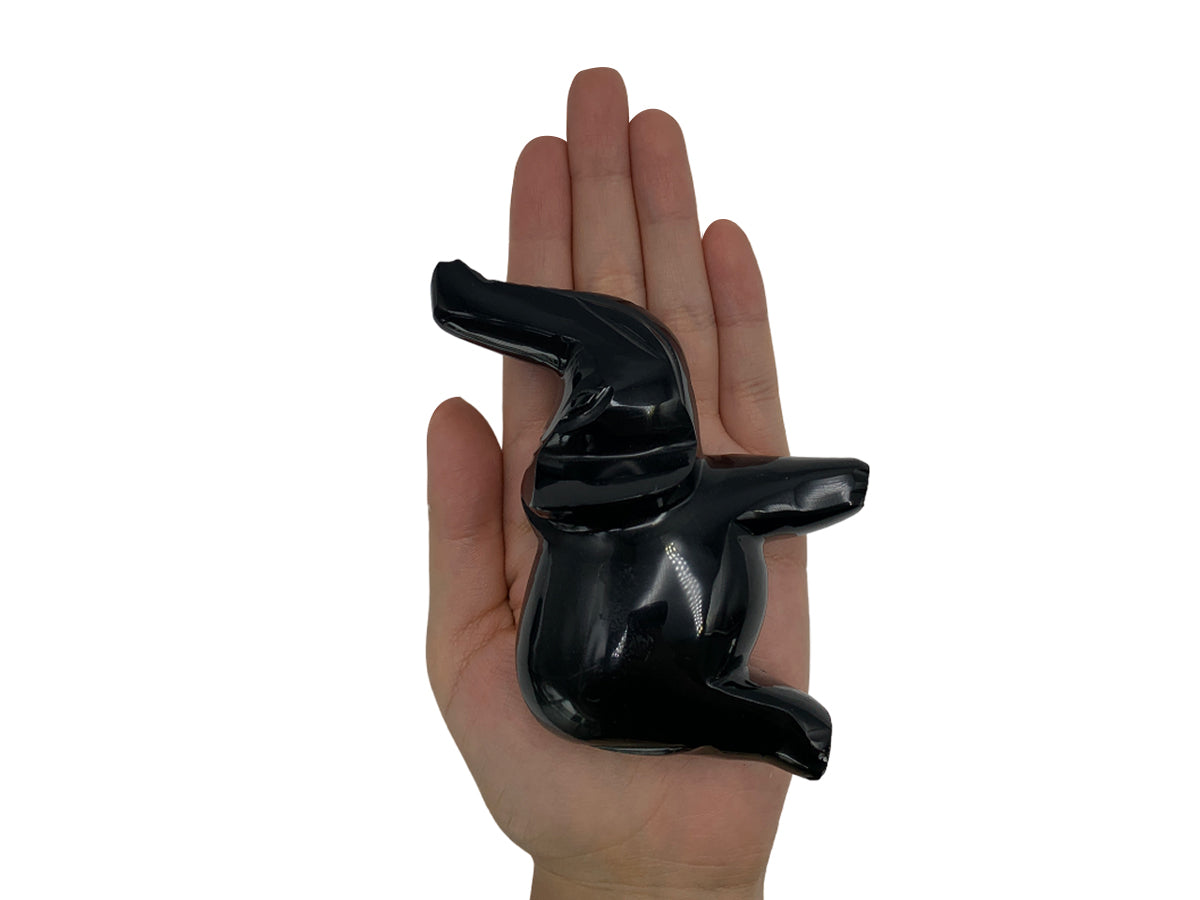 Black Obsidian Elephant Polished 8.5X4X9 Cm