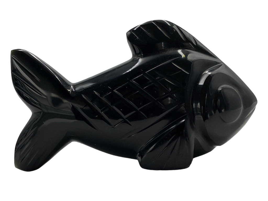 Black Obsidian Fish Polished 12X4X7 Cm