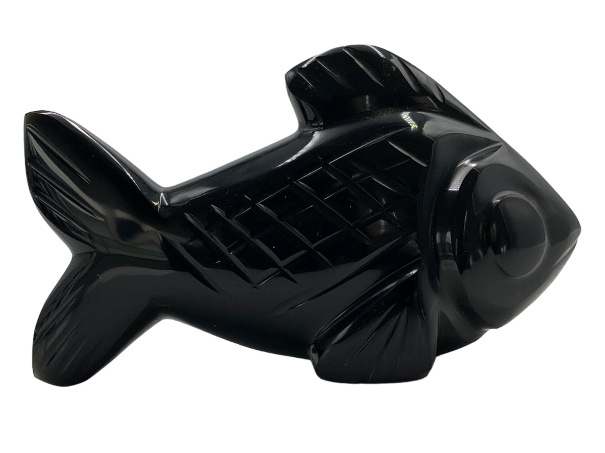 Black Obsidian Fish Polished 12X4X7 Cm