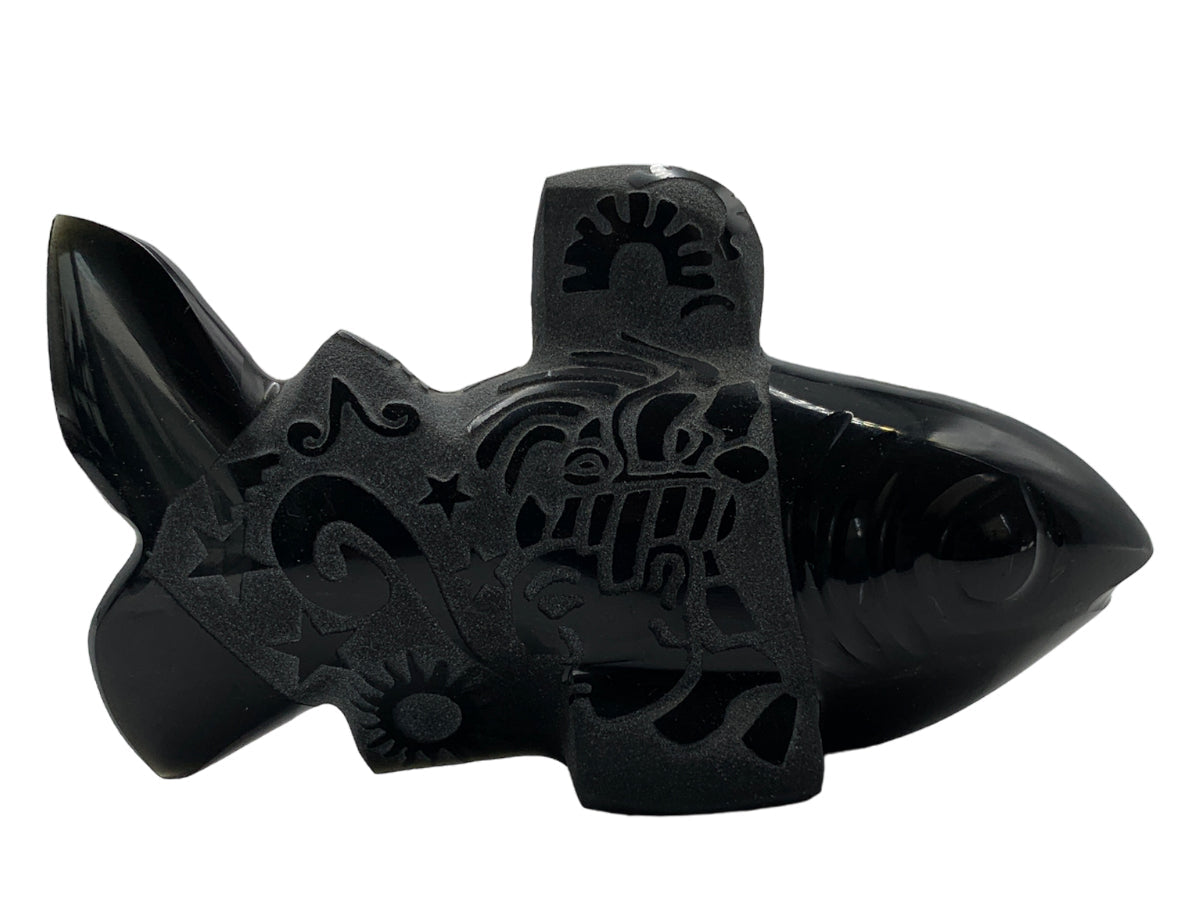 Black Obsidian Fish Polished 11X4X6 Cm