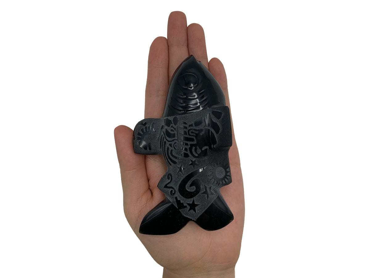 Black Obsidian Fish Polished 11X4X6 Cm