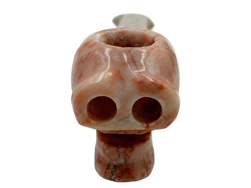 Rose Marble Skull Pipe W/Gray Handle