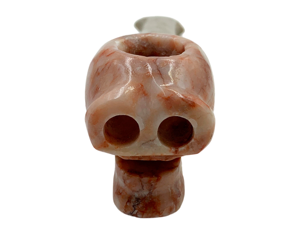 Rose Marble Skull Pipe W/Gray Handle