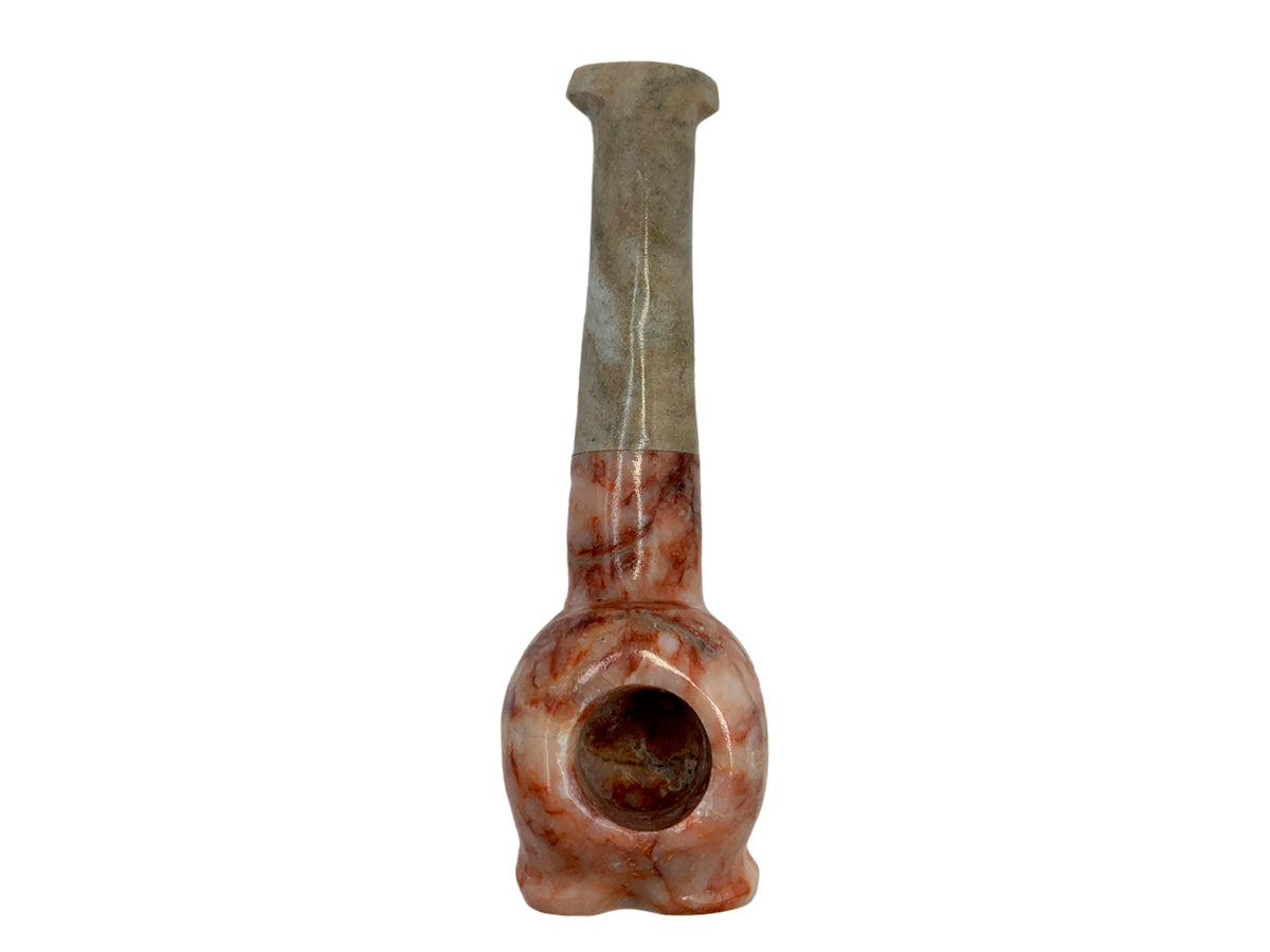 Rose Marble Skull Pipe W/Gray Handle